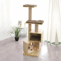 48.90 in. H Pet Cat Scratching Posts and Trees Cat Bed Activity Center with Removable Washable Mats in Camel by Foobrues -Cheap Bird & Wildlife Supplies Store foobrues cat trees scratch posts lnn p23168328 1f 1000