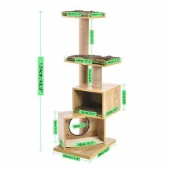 48.90 in. H Pet Cat Scratching Posts and Trees Cat Bed Activity Center with Removable Washable Mats in Camel by Foobrues -Cheap Bird & Wildlife Supplies Store foobrues cat trees scratch posts lnn p23168328 44 1000