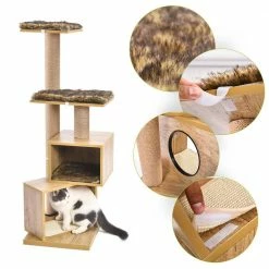 48.90 in. H Pet Cat Scratching Posts and Trees Cat Bed Activity Center with Removable Washable Mats in Camel by Foobrues -Cheap Bird & Wildlife Supplies Store foobrues cat trees scratch posts lnn p23168328 fa 1000