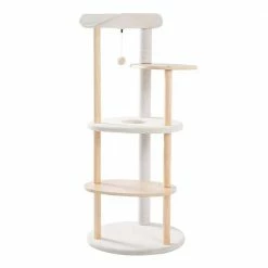 Wooden Multi-level Cat Tower Curious Hole with Scratching Posts by Foobrues