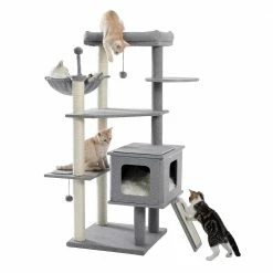 50.8 in. H Pet Cat Scratching Posts and Trees Cat House in Gray by Foobrues 12 50.8 in. H Pet Cat Scratching Posts and Trees Cat House in Gray by Foobrues -Cheap Bird & Wildlife Supplies Store foobrues cat trees scratch posts psl 23170543 1f 1000