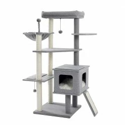 50.8 in. H Pet Cat Scratching Posts and Trees Cat House in Gray by Foobrues