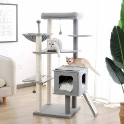 50.8 in. H Pet Cat Scratching Posts and Trees Cat House in Gray by Foobrues 10 50.8 in. H Pet Cat Scratching Posts and Trees Cat House in Gray by Foobrues -Cheap Bird & Wildlife Supplies Store foobrues cat trees scratch posts psl 23170543 c3 1000