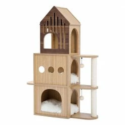 Cool Luxury Wooden Castle Cat House with Scratching Posts by Foobrues