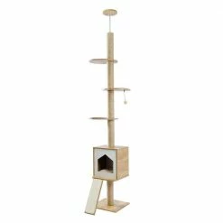 3-in-1 Floor-to-ceiling Cat Tree Wood Stable Furniture by Foobrues -Cheap Bird & Wildlife Supplies Store foobrues cat trees scratch posts psl 23170659 1f 1000