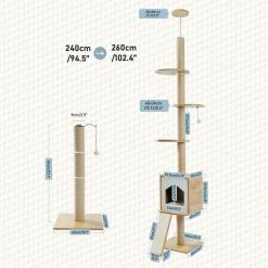 3-in-1 Floor-to-ceiling Cat Tree Wood Stable Furniture by Foobrues -Cheap Bird & Wildlife Supplies Store foobrues cat trees scratch posts psl 23170659 fa 1000