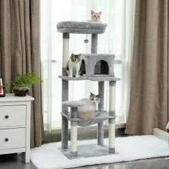 Gray Large Pet Cat House Plush Sisal Scratcher Cat Tree by Foobrues -Cheap Bird & Wildlife Supplies Store foobrues cat trees scratch posts psl 23170703 1f 1000