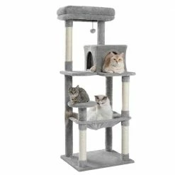 Gray Large Pet Cat House Plush Sisal Scratcher Cat Tree by Foobrues -Cheap Bird & Wildlife Supplies Store foobrues cat trees scratch posts psl 23170703 4f 1000