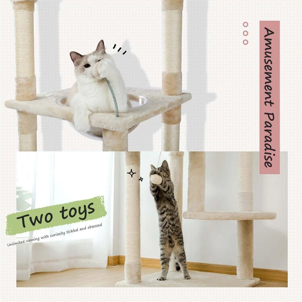 Pet Cat Tree Floor to Ceiling Cat Tower Large Hammock Levels by Foobrues 3 Pet Cat Tree Floor to Ceiling Cat Tower Large Hammock Levels by Foobrues - Image 3
