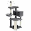 Large Condo Cat Tree Feeding Bowl Grooming Brush Whirligig Turntable by Foobrues