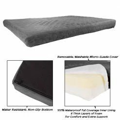 Jumbo Gray Waterproof Memory Foam Pet Bed by Petmaker
