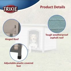 Natura Classic Dog House, Flat Hinged Roof, Adjustable Legs, Gray, Medium by TRIXIE -Cheap Bird & Wildlife Supplies Store gray trixie dog houses 39562 1f 1000