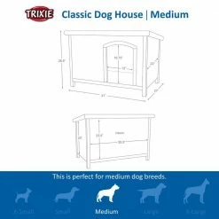 Natura Classic Dog House, Flat Hinged Roof, Adjustable Legs, Gray, Medium by TRIXIE -Cheap Bird & Wildlife Supplies Store gray trixie dog houses 39562 4f 1000