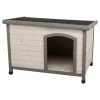 Natura Classic Dog House, Flat Hinged Roof, Adjustable Legs, Gray, Medium by TRIXIE