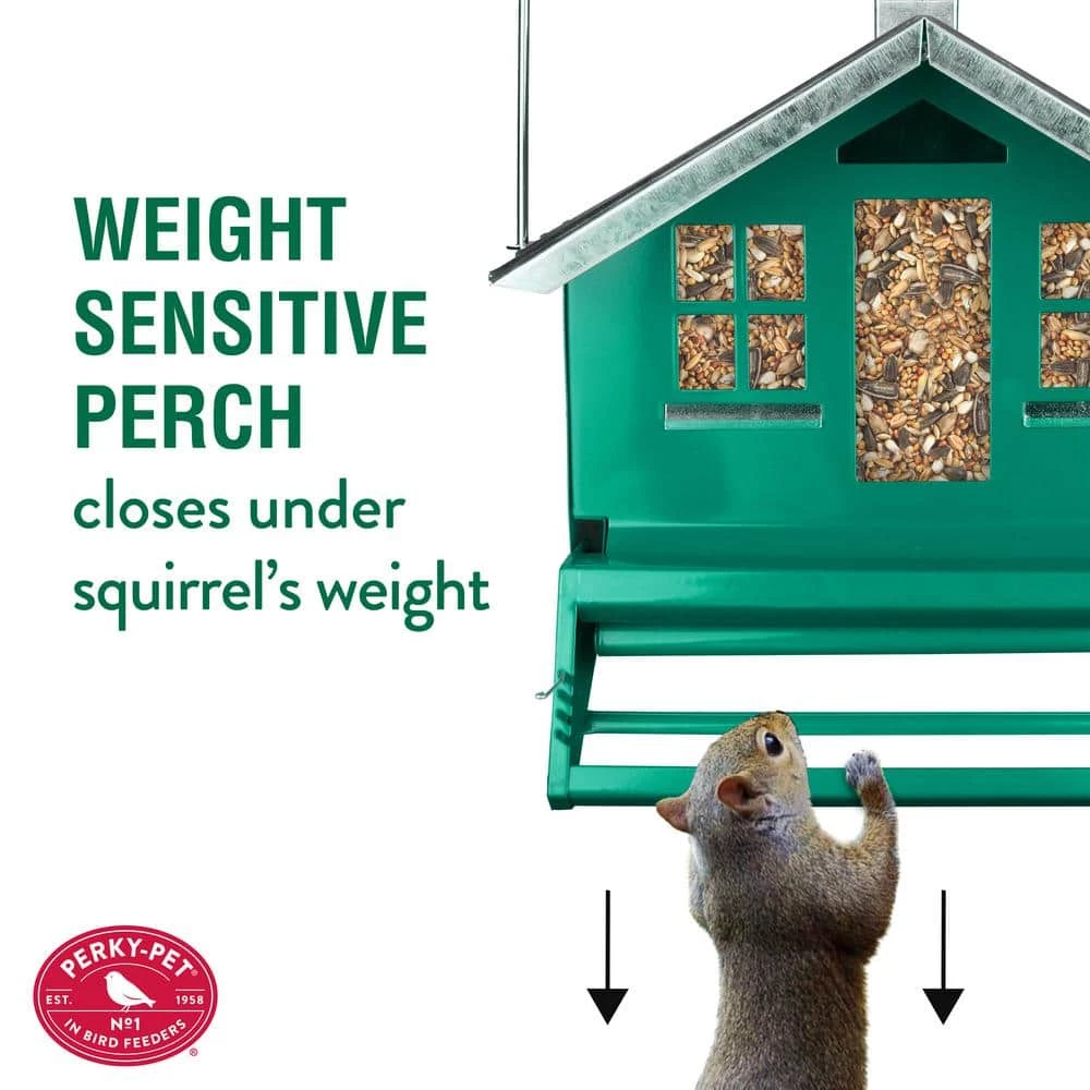 Squirrel-Be-Gone II Green Country Style Squirrel Resistant Metal Wild Bird Feeder - 12 lb. Capacity by Perky-Pet 7 Squirrel-Be-Gone II Green Country Style Squirrel Resistant Metal Wild Bird Feeder - 12 lb. Capacity by Perky-Pet - Image 7