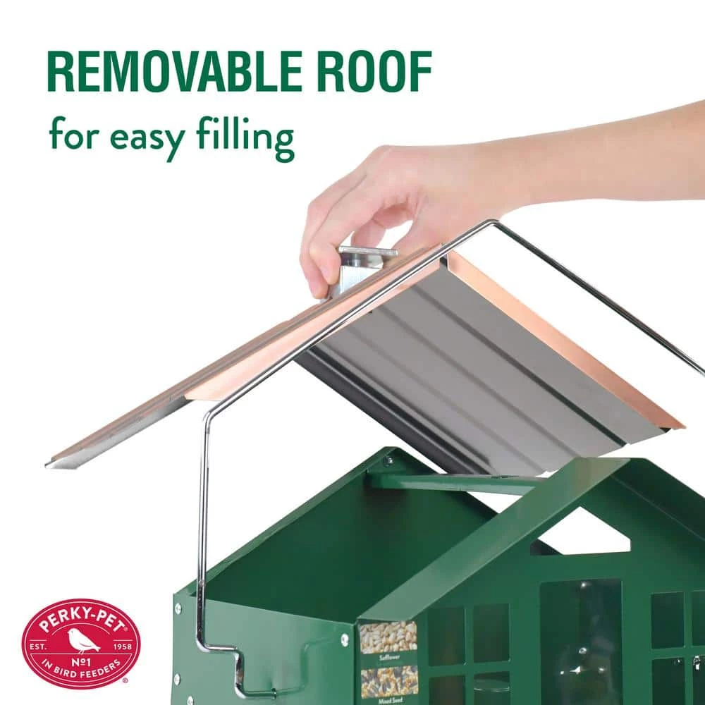 Squirrel-Be-Gone II Green Country Style Squirrel Resistant Metal Wild Bird Feeder - 12 lb. Capacity by Perky-Pet 8 Squirrel-Be-Gone II Green Country Style Squirrel Resistant Metal Wild Bird Feeder - 12 lb. Capacity by Perky-Pet - Image 8