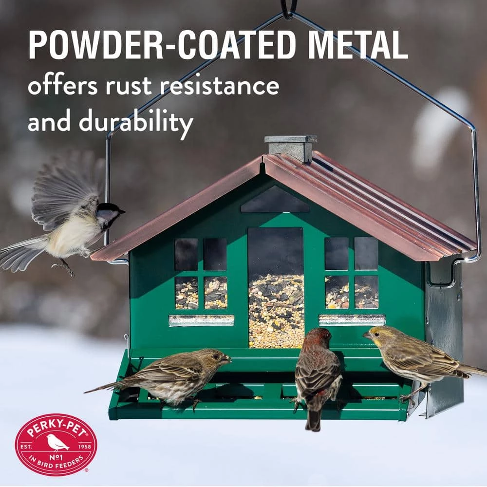 Squirrel-Be-Gone II Green Country Style Squirrel Resistant Metal Wild Bird Feeder - 12 lb. Capacity by Perky-Pet 6 Squirrel-Be-Gone II Green Country Style Squirrel Resistant Metal Wild Bird Feeder - 12 lb. Capacity by Perky-Pet - Image 6