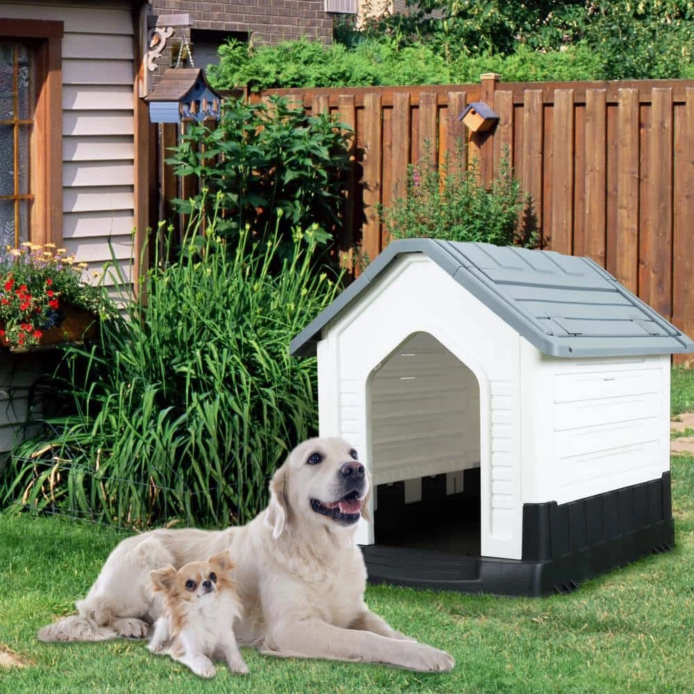 Small Plastic Dog House - Grey and White by EdenBranch 4 Small Plastic Dog House - Grey and White by EdenBranch - Image 4