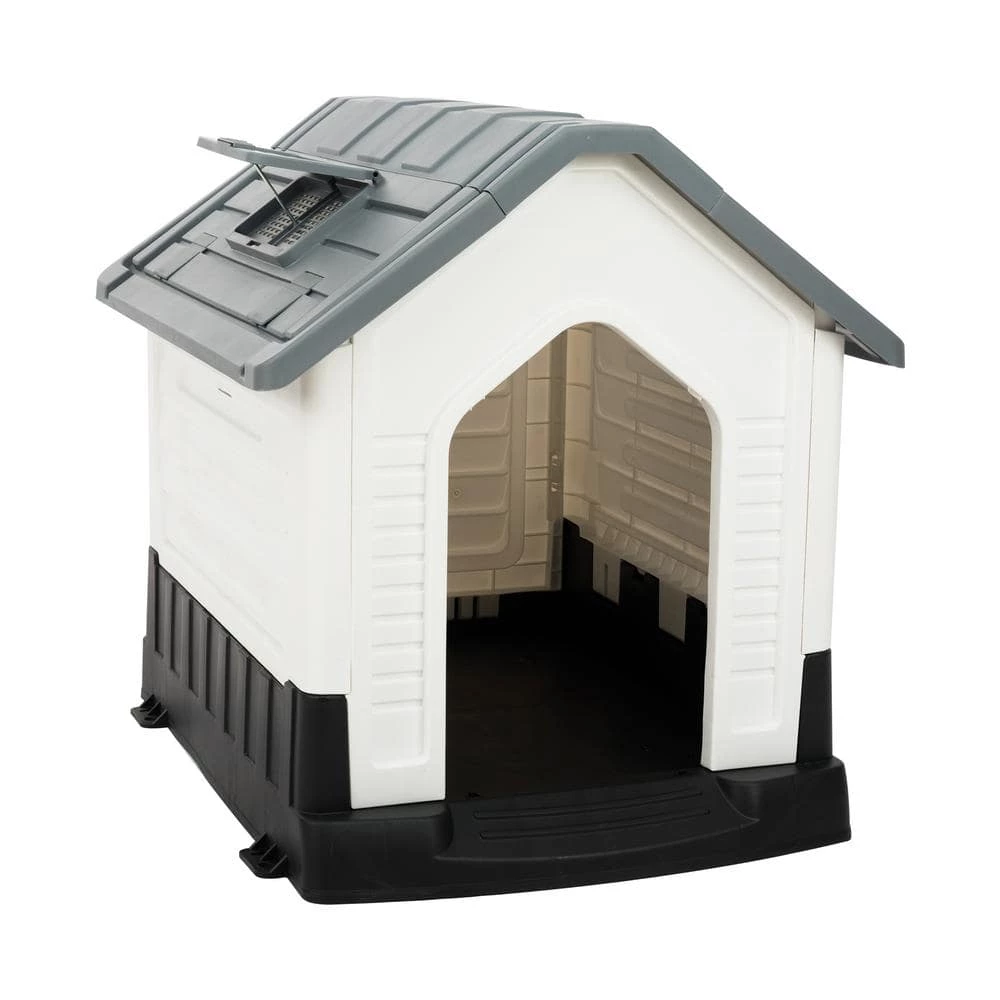 Small Plastic Dog House - Grey and White by EdenBranch 1 Small Plastic Dog House - Grey and White by EdenBranch