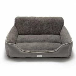 Washable Extra Large Grey Dog Bed With Bolster by Euchirus