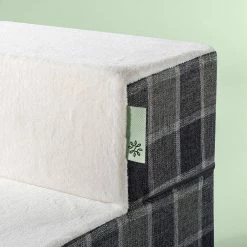 24 in. X-Large Foam Grey Plaid 4 of Steps Pet Stairs by Zinus -Cheap Bird & Wildlife Supplies Store grey zinus dog beds pillows ps i3624gp 4f 1000