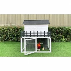 Elevated Wooden Chicken Coop by Hanover 22 Elevated Wooden Chicken Coop by Hanover -Cheap Bird & Wildlife Supplies Store hanover accessories hancc0102 wht 1f 1000