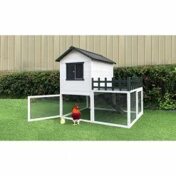 Elevated Wooden Chicken Coop by Hanover 23 Elevated Wooden Chicken Coop by Hanover -Cheap Bird & Wildlife Supplies Store hanover accessories hancc0102 wht 44 1000