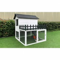 Elevated Wooden Chicken Coop by Hanover 24 Elevated Wooden Chicken Coop by Hanover -Cheap Bird & Wildlife Supplies Store hanover accessories hancc0102 wht fa 1000
