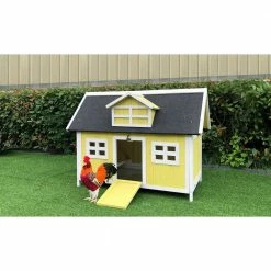 Outdoor Wooden Chicken Coop with Ram by Hanover 24 Outdoor Wooden Chicken Coop with Ram by Hanover -Cheap Bird & Wildlife Supplies Store hanover accessories hancc0103 yel fa 1000