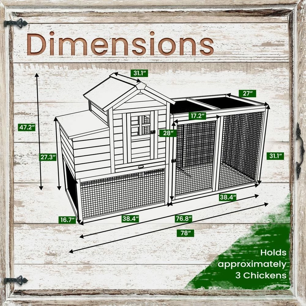 Outdoor Elevated Wooden Chicken Coop by Hanover 2 Outdoor Elevated Wooden Chicken Coop by Hanover - Image 2