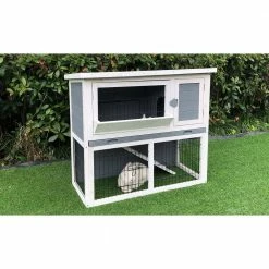 Outdoor Wooden 2-Story Rabbit Hutch by Hanover -Cheap Bird & Wildlife Supplies Store hanover accessories hanrh0103 gry 4f 1000