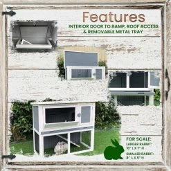 Outdoor Wooden 2-Story Rabbit Hutch by Hanover -Cheap Bird & Wildlife Supplies Store hanover accessories hanrh0103 gry a0 1000