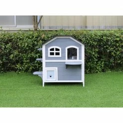Outdoor Cat House with 2-Levels, Waterproof Roof, Escape Doors and Ledge Seating by Hanover -Cheap Bird & Wildlife Supplies Store hanover cat houses hanch0101 wg 1d 1000