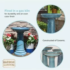 Birdbath Medium Light Blue by Harbor Gardens -Cheap Bird & Wildlife Supplies Store harbor gardens bird bath fountains gp0110es 1f 1000