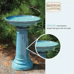 Birdbath Medium Light Blue by Harbor Gardens -Cheap Bird & Wildlife Supplies Store harbor gardens bird bath fountains gp0110es 44 1000