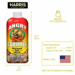 8 oz. Angry Squirrel Bird Seed Hot Sauce by Harris -Cheap Bird & Wildlife Supplies Store harris bird seed food as 8 76 1000