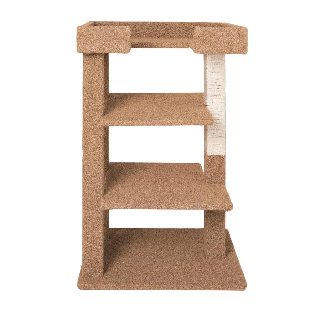 Beige 3-Level Cat Tree Tower, Multi-Level Kitten Tower Play House Activity Center, Kitty Pet House Furniture for Cats by HOMESTOCK 4 Beige 3-Level Cat Tree Tower, Multi-Level Kitten Tower Play House Activity Center, Kitty Pet House Furniture for Cats by HOMESTOCK - Image 4