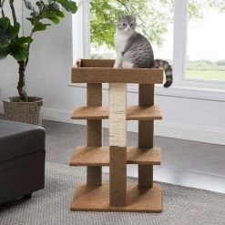 Beige 3-Level Cat Tree Tower, Multi-Level Kitten Tower Play House Activity Center, Kitty Pet House Furniture for Cats by HOMESTOCK