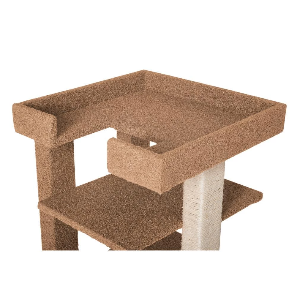 Beige 3-Level Cat Tree Tower, Multi-Level Kitten Tower Play House Activity Center, Kitty Pet House Furniture for Cats by HOMESTOCK 5 Beige 3-Level Cat Tree Tower, Multi-Level Kitten Tower Play House Activity Center, Kitty Pet House Furniture for Cats by HOMESTOCK - Image 5