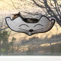 27 in. x 11 in. Medium Gray EZ Mount Kittyface Window Bed by K and H Pet Products -Cheap Bird & Wildlife Supplies Store k and h pet products cat beds 100213600 44 1000