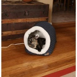 Thermo-Pet Cave Small Navy Ultra-Fleece/Polyester Geo Flower Bed by K and H Pet Products -Cheap Bird & Wildlife Supplies Store k and h pet products cat beds 100544940 31 1000