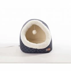 Thermo-Pet Cave Small Navy Ultra-Fleece/Polyester Geo Flower Bed by K and H Pet Products