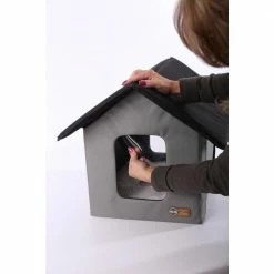 Gray/Black Outdoor Kitty House (Unheated) - 18 in. x 22 in. x 17 in. by K and H Pet Products -Cheap Bird & Wildlife Supplies Store k and h pet products cat houses 100213101 44 1000