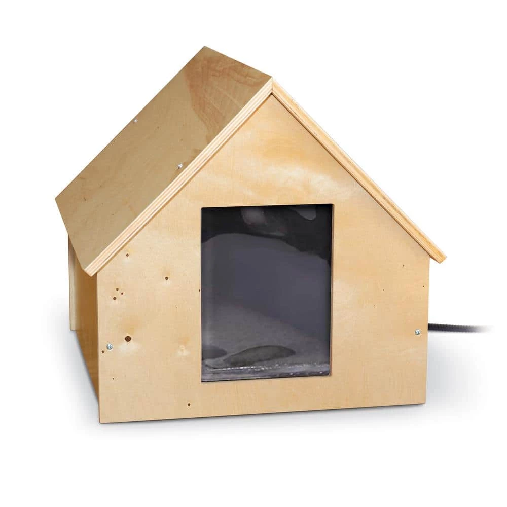 Natural Wood 25-Watt Birchwood Manor Thermo-Kitty Home (Heated) - 18 in. x 16 in. x 15 in. by K and H Pet Products 1 Natural Wood 25-Watt Birchwood Manor Thermo-Kitty Home (Heated) - 18 in. x 16 in. x 15 in. by K and H Pet Products