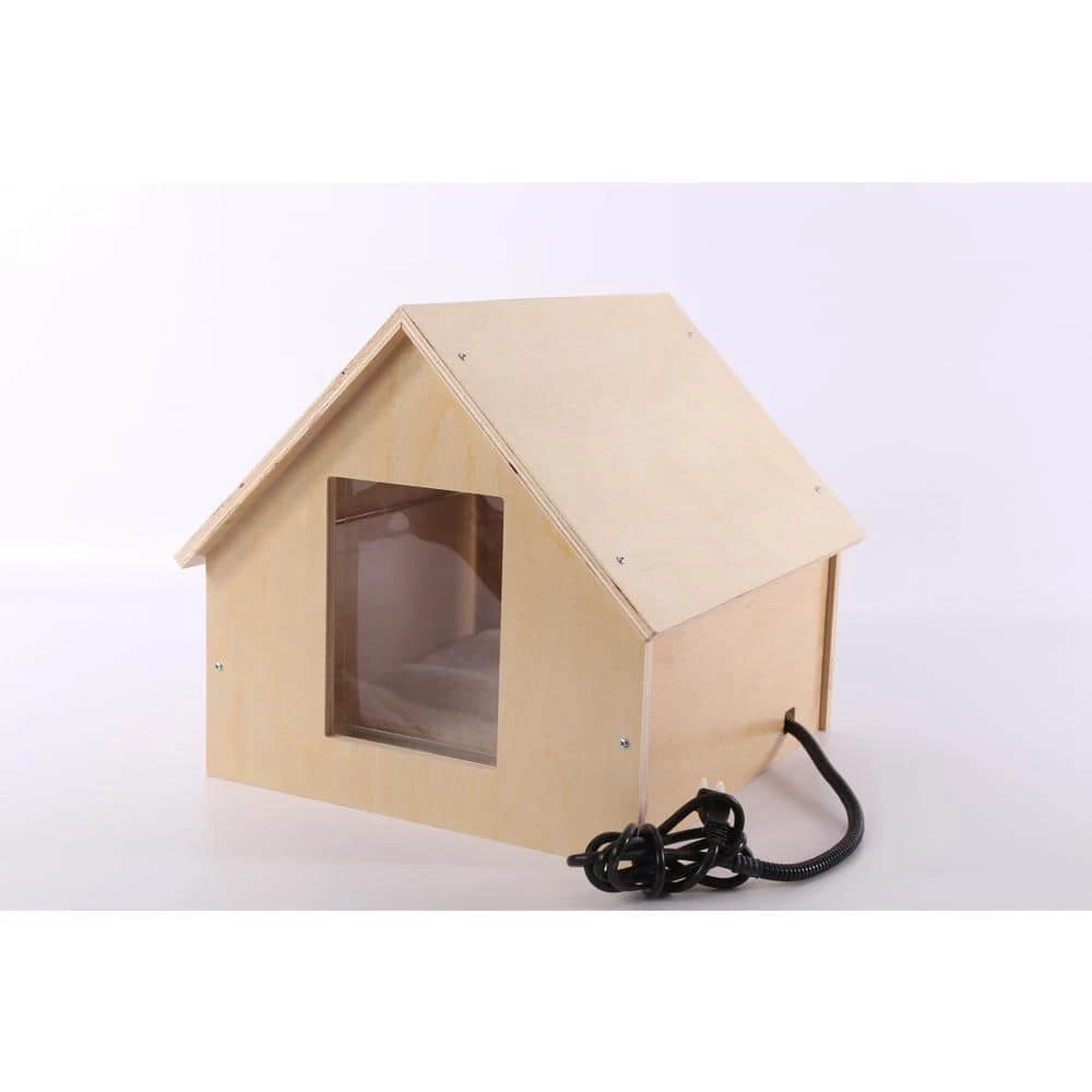 Natural Wood 25-Watt Birchwood Manor Thermo-Kitty Home (Heated) - 18 in. x 16 in. x 15 in. by K and H Pet Products 4 Natural Wood 25-Watt Birchwood Manor Thermo-Kitty Home (Heated) - 18 in. x 16 in. x 15 in. by K and H Pet Products - Image 4