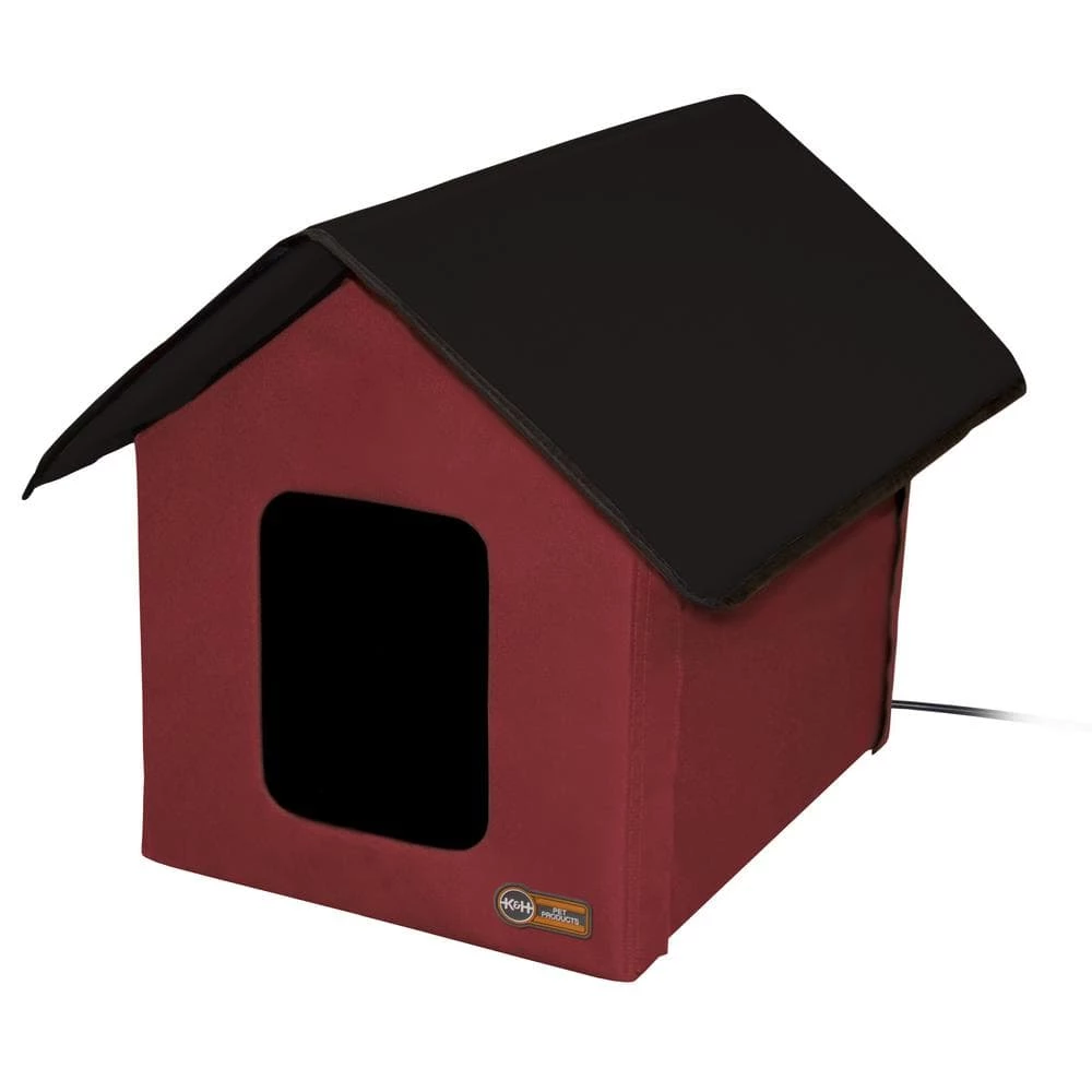 K&H 18 in. x 22 in. x 17 in. 20-Watt Outdoor Heated Kitty House Barn Red/Black by K and H Pet Products 1 K&H 18 in. x 22 in. x 17 in. 20-Watt Outdoor Heated Kitty House Barn Red/Black by K and H Pet Products