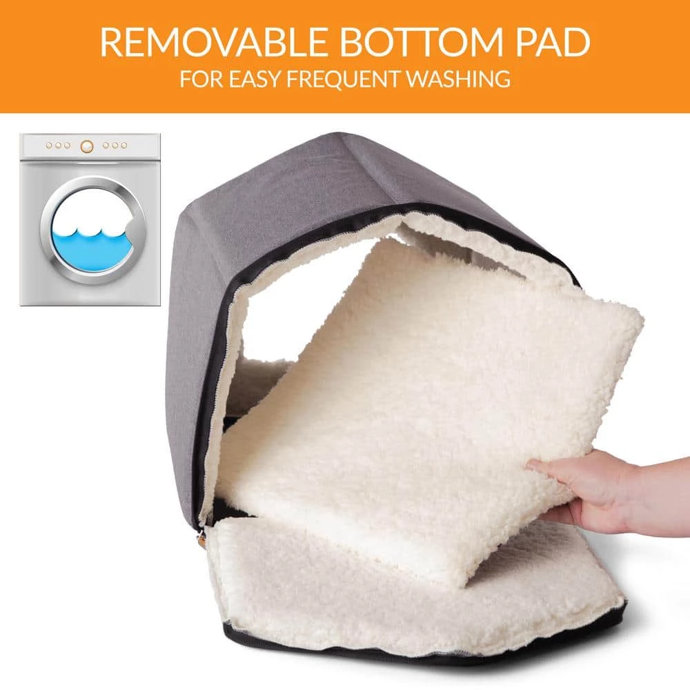 16 in. x 15 in. x 14 in. Classy Gray/Natural Indoor Pet House by K and H Pet Products 4 16 in. x 15 in. x 14 in. Classy Gray/Natural Indoor Pet House by K and H Pet Products - Image 4