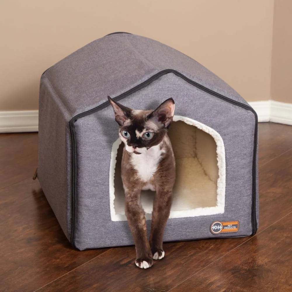 16 in. x 15 in. x 14 in. Classy Gray/Natural Indoor Pet House by K and H Pet Products 7 16 in. x 15 in. x 14 in. Classy Gray/Natural Indoor Pet House by K and H Pet Products - Image 7