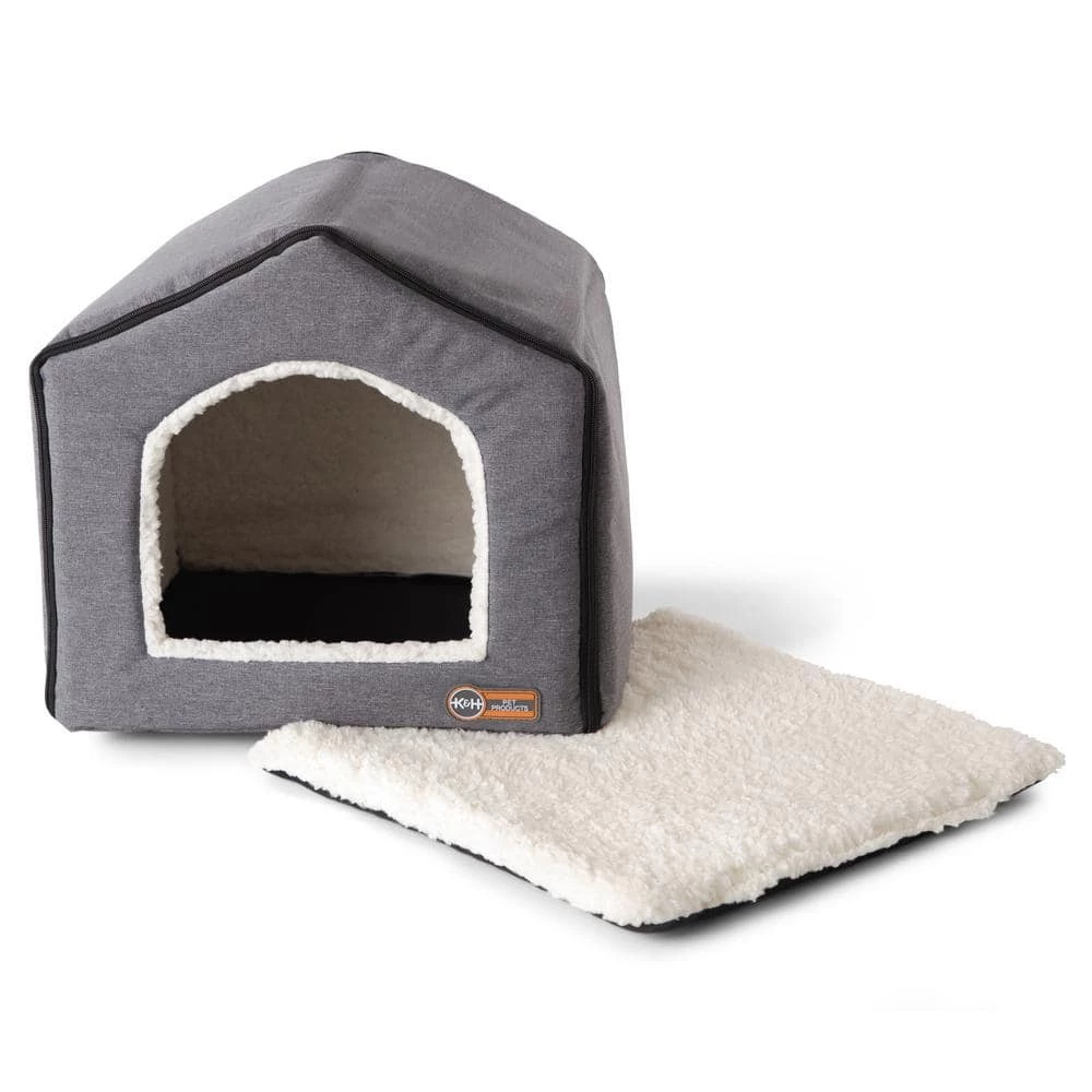 16 in. x 15 in. x 14 in. Classy Gray/Natural Indoor Pet House by K and H Pet Products 1 16 in. x 15 in. x 14 in. Classy Gray/Natural Indoor Pet House by K and H Pet Products