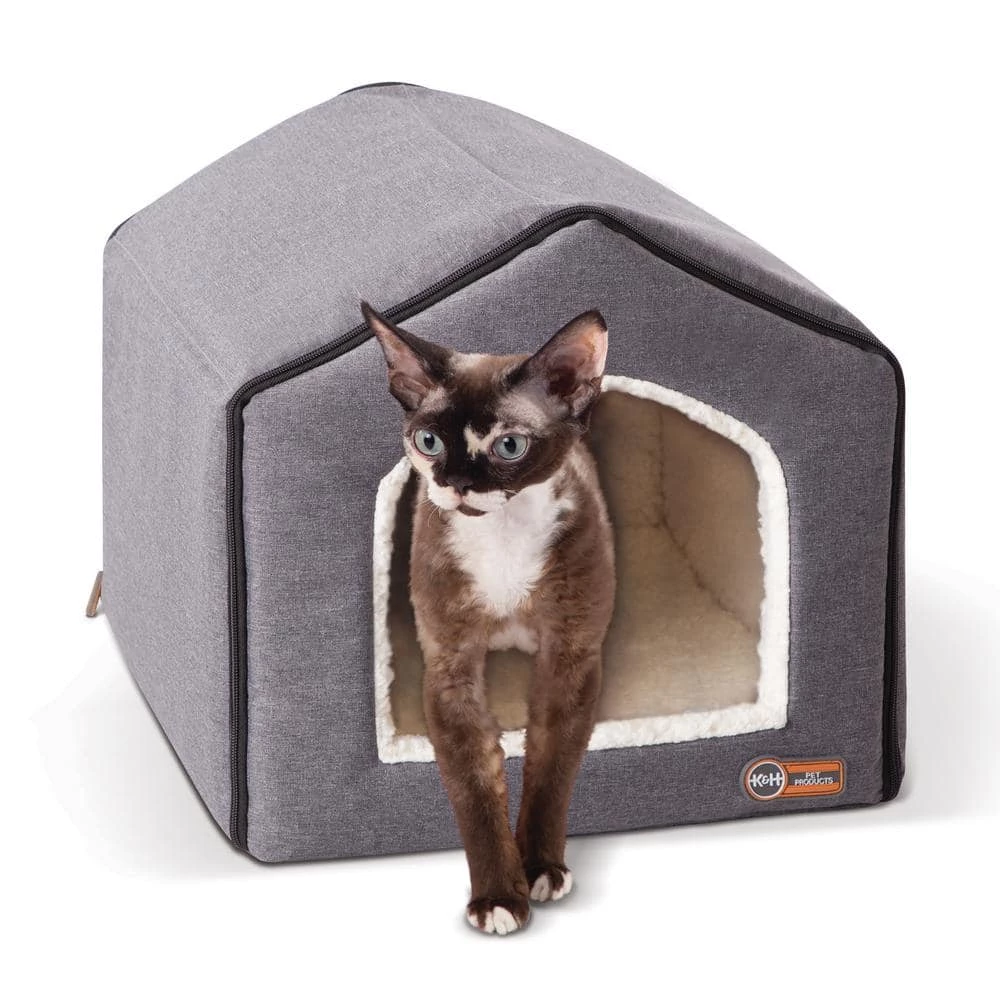 16 in. x 15 in. x 14 in. Classy Gray/Natural Indoor Pet House by K and H Pet Products 2 16 in. x 15 in. x 14 in. Classy Gray/Natural Indoor Pet House by K and H Pet Products - Image 2